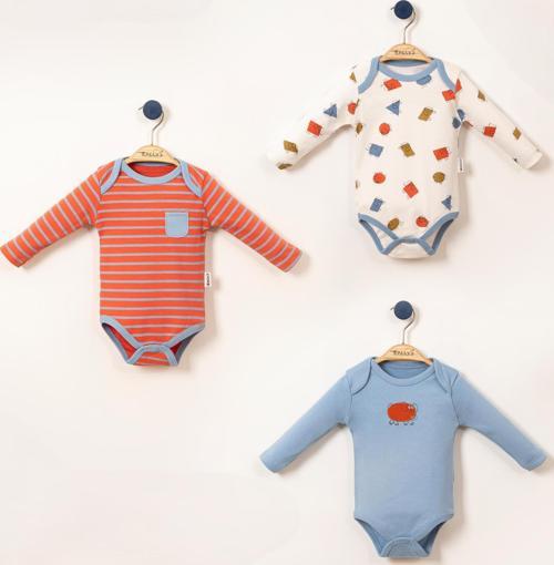 FİLLİ UZUN KOL ÜÇLÜ BODY SET Mavi