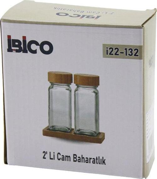 2PCS BAMBU KAPAKLI CAM TUZLUK - BİBERLİK - BAHARATLIK 120ML (2818)