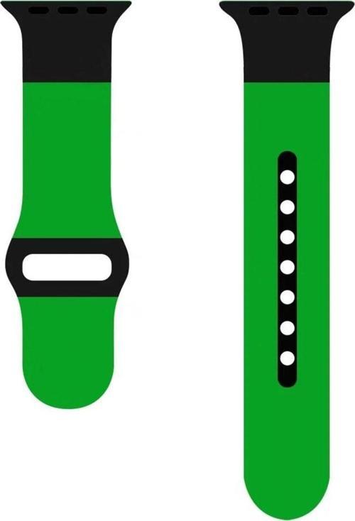 Apple Watch 4 Ile Uyumlu 42-44mm Kordon Çift Renk Saat Kordonu Spor Kayış Yeşil
