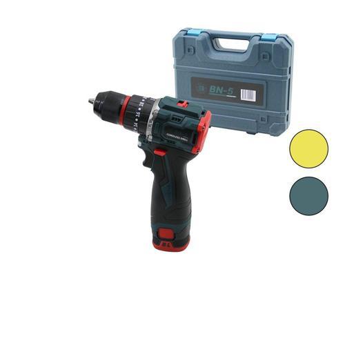 KÖMÜRSÜZ SARI VEYA  MAVİ RENK ŞARJLI DARBELİ MATKAP - UÇ SETİ 1550 RPM24V - 5.0 Ah2-BATARYA (2818)