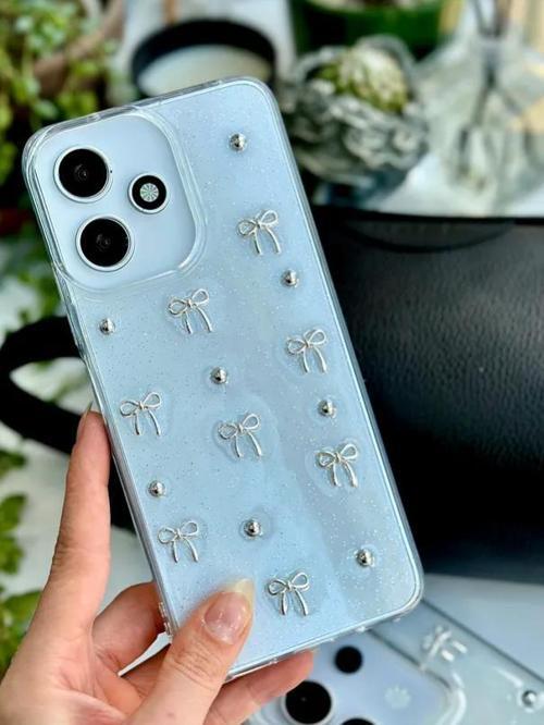 Xiaomi Redmi 12 4G Uyumlu Kamera Korumalı Fiyonk Desenli Şeffaf Silikon Kapak