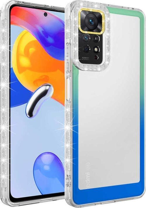 Xiaomi Redmi Note 11 Pro 5g Ile Uyumlu Kılıf Taşlı Ve Renk Geçiş Tasarımlı Lens Korumalı Park Kapak