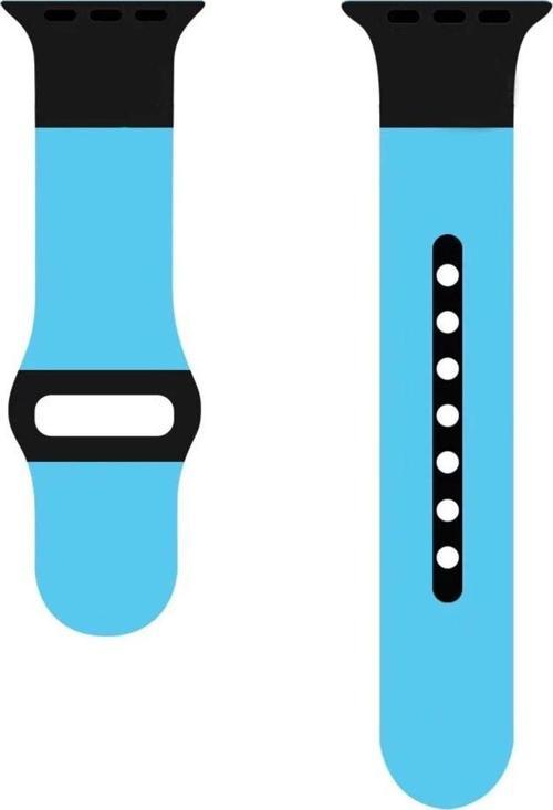 Apple Watch 5 Ile Uyumlu 42-44mm Kordon Çift Renk Saat Kordonu Spor Kayış Mavi