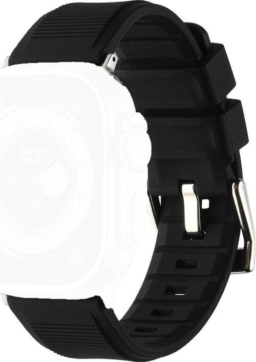 Apple Watch Ile Uyumlu 42mm Kordon Kauçuk Spor Esnek Kayış Metal Tokalı Glamour Kordon Black