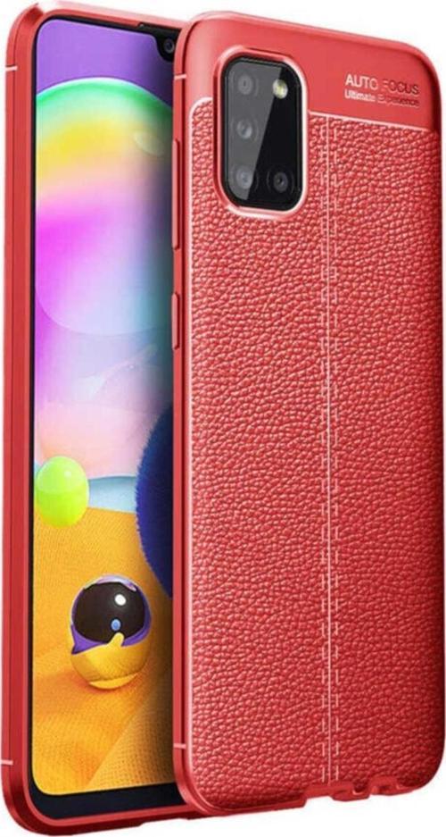 Galaxy A02s Uyumlu Kılıf Niss Silikon Deri Görünümlü Kırmızı