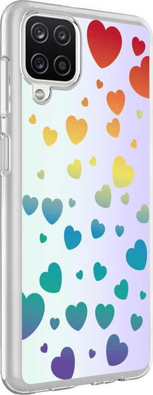 Galaxy A12 Ile Uyumlu Kılıf Parlayan Fosfor Yüzeyli Desenli Kapak Heart