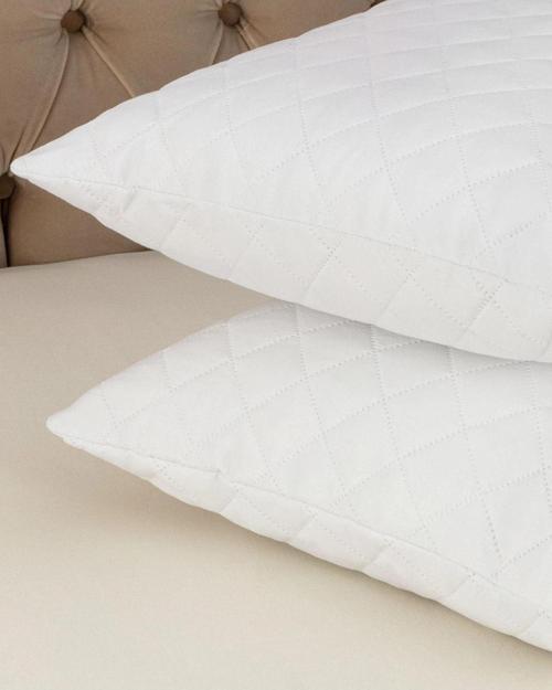 2 Li Kapitoneli Fermuarlı Yastık Koruyucu Alezi - Beyaz - 50 x 70