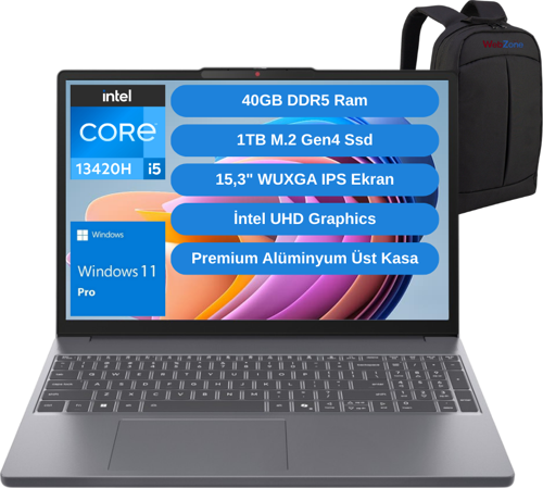 Ip Slim 3 14Irh10 Intel Core İ5 13420H 24Gb 1Tb Ssd 15.3" W11P Laptop - Webzone Çanta Wz7