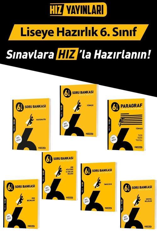 6.Sınıf Tüm Dersler Soru Bankası Seti Güncel Baskı 7 Kitap Hız Yayınları
