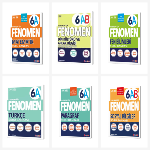 Fenomen 6. Sınıf Tüm Dersler A Soru Bankası Seti 6 Kitap Fenomen Yayınları