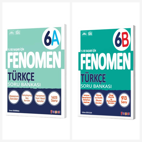 Fenomen 6. Sınıf Türkçe A + B Soru Bankası Seti 2 Kitap Fenomen Yayınları