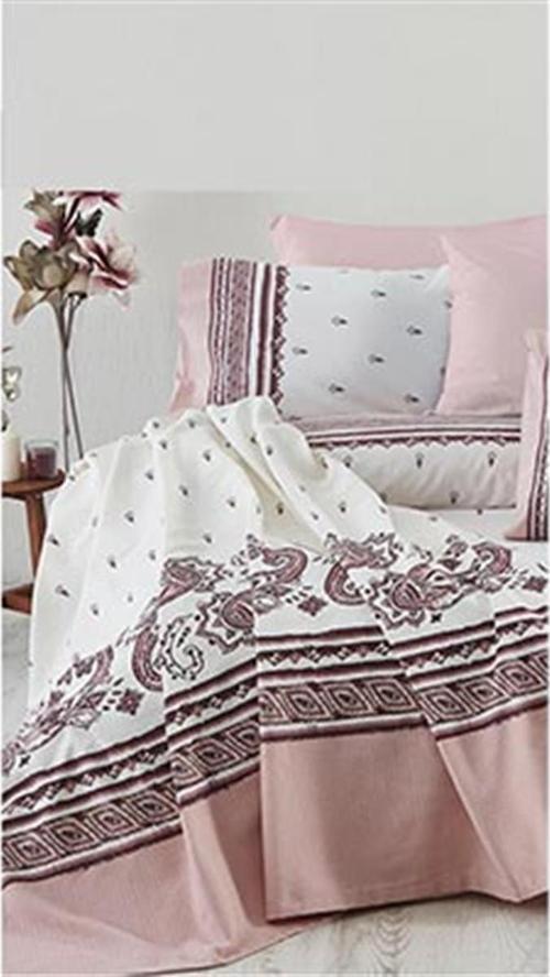 ÇİFT KİŞİLİK NEVRESİM TAKIMI PAİSLEY PEMBE