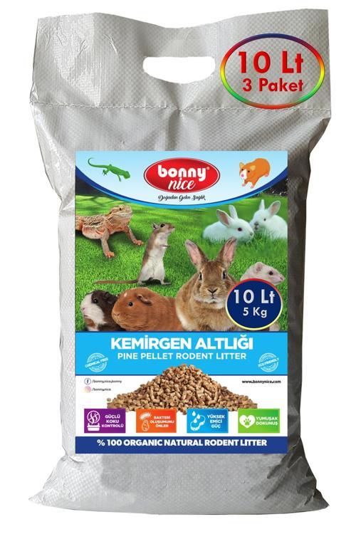 Doğal Çam Pelet Ginepig Kafes Altlığı 5 Kg 10 Lt (3 Adet)