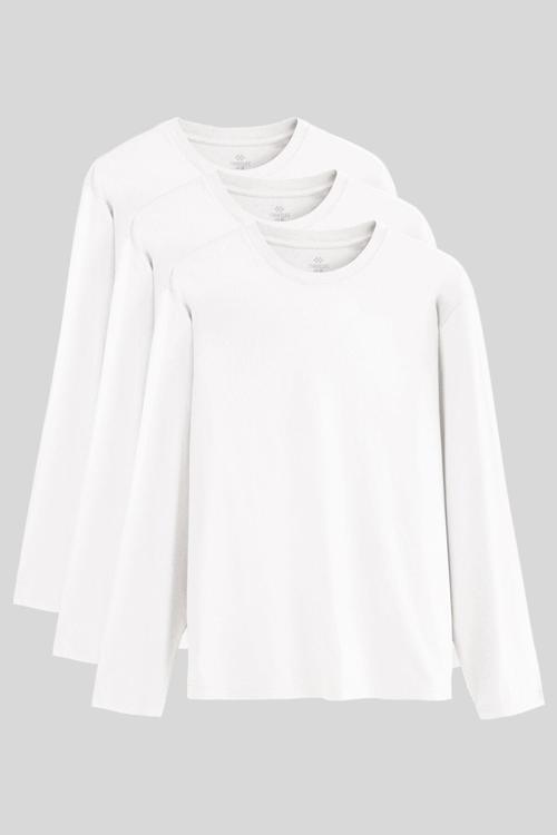 Standart Fit Basic O Yaka  3lü Paket Beyaz Erkek T-Shirt  87997