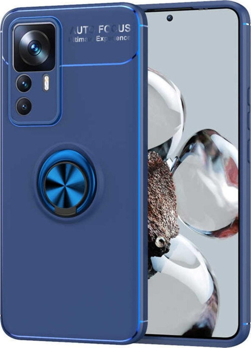 Xiaomi Mi 12t Pro Ile Uyumlu Kılıf Yüzük Tutuculu Mıktanıslı,standlı Novel Silikon Mavi