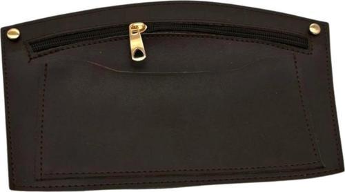 24x15 cm Koyu Kahve Renk Troklu Suni Deri Cep Light Gold Metalli