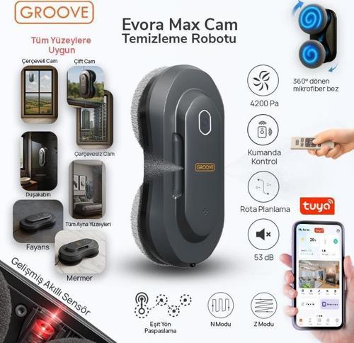 Evora Max Akıllı Uygulama Kontrollü Cam Temizleme Silme Robotu +Yapay Zeka Desteği+Ultra Sessiz+Akıllı Sensör
