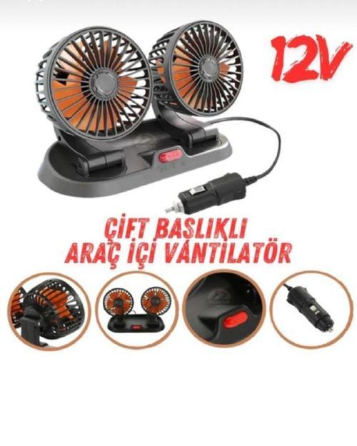 Araç Içi Vantilatör 360° Dönebilen Torpido Üstü Çift Başlıklı Vantilatör 12 v Uyumlu Soğutucu Fan