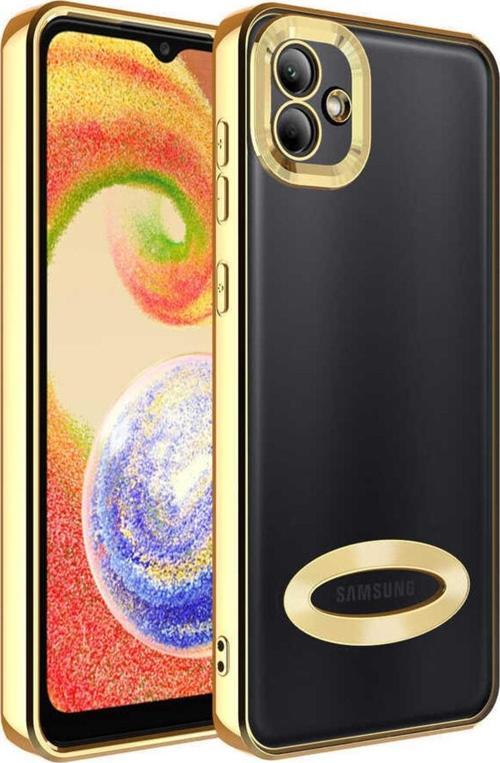Galaxy A03 Ile Uyumlu Kılıf Kamera Korumalı Logo Gösteren Colored Z-omega Gold
