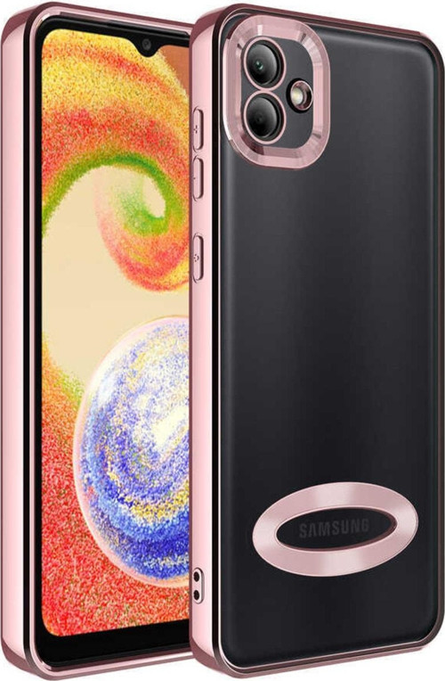 Galaxy A03 Ile Uyumlu Kılıf Kamera Korumalı Logo Gösteren Colored Z-omega Rosegold