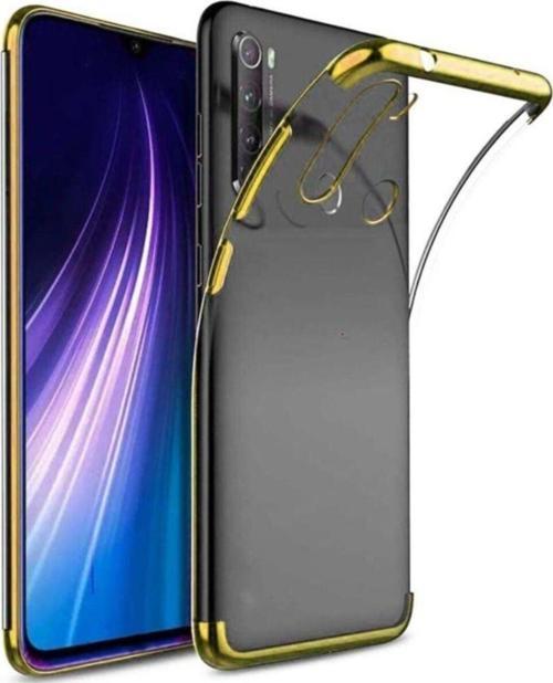Galaxy A12 Kılıf Dört Köşeli Lazer Şeffaf Gold