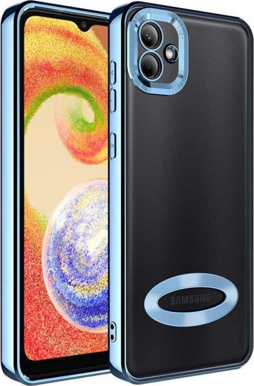 Galaxy A03 Ile Uyumlu Kılıf Kamera Korumalı Logo Gösteren Colored Z-omega Sierra Mavi