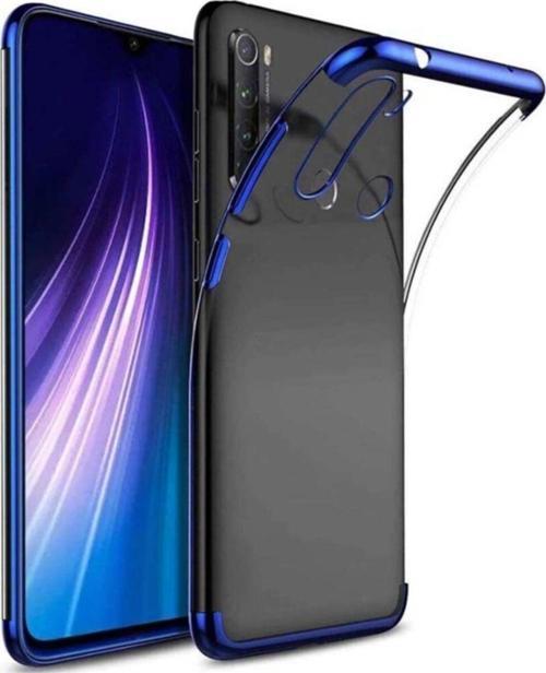 Galaxy A12 Kılıf Dört Köşeli Lazer Şeffaf Mavi