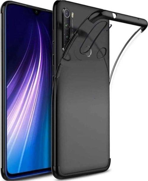 Galaxy A12 Kılıf Dört Köşeli Lazer Şeffaf Siyah