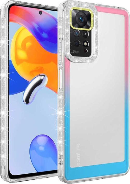 Xiaomi Redmi Note 11s Ile Uyumlu Kılıf Taşlı Ve Renk Geçiş Tasarımlı Lens Korumalı Park Kapak