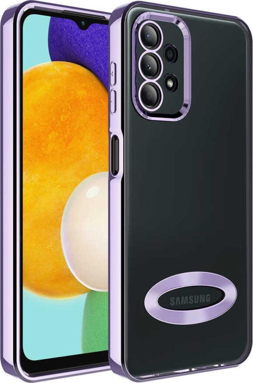 Galaxy A23 Ile Uyumlu Kılıf Kamera Korumalı Logo Gösteren Colored Z-omega Lila