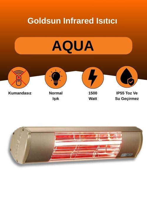 Aqua 1500 Watt GSA15 Kumandasız Suya Dayanıklı Elektrikli İnfrared Isıtıcı-Bej