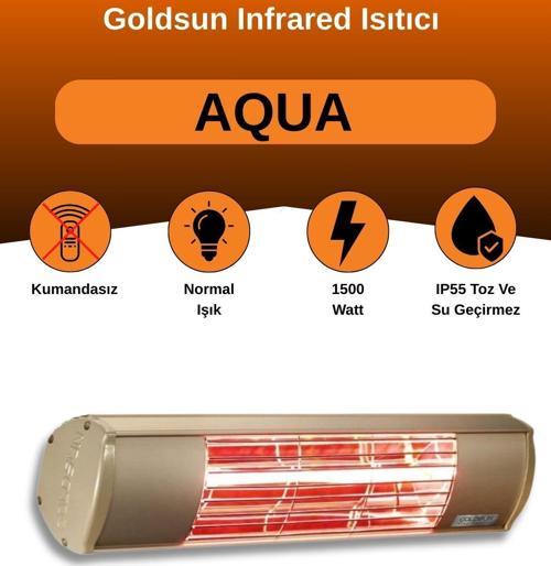 Aqua 1500 Watt GSA15 Kumandasız Suya Dayanıklı Elektrikli İnfrared Isıtıcı-Bej