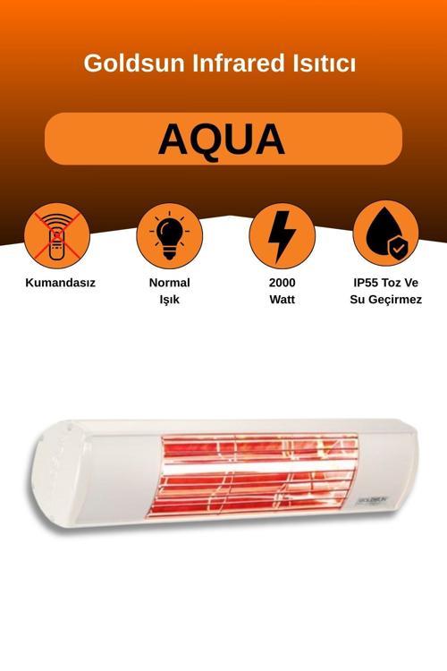Aqua 2000 Watt GSA20 Kumandasız Suya Dayanıklı Elektrikli İnfrared Isıtıcı-Beyaz