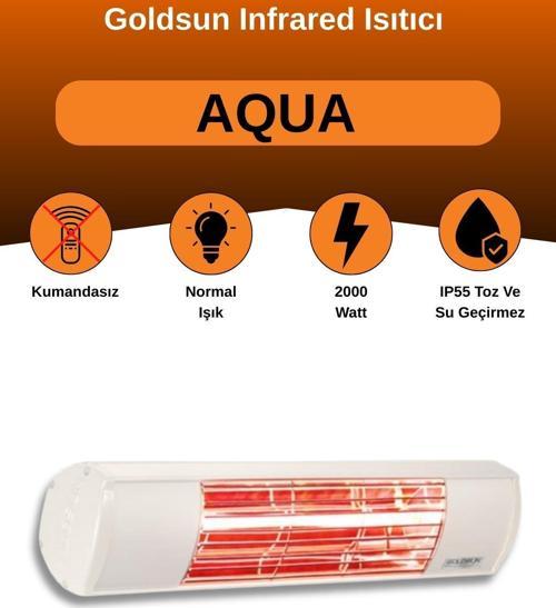 Aqua 2000 Watt GSA20 Kumandasız Suya Dayanıklı Elektrikli İnfrared Isıtıcı-Beyaz