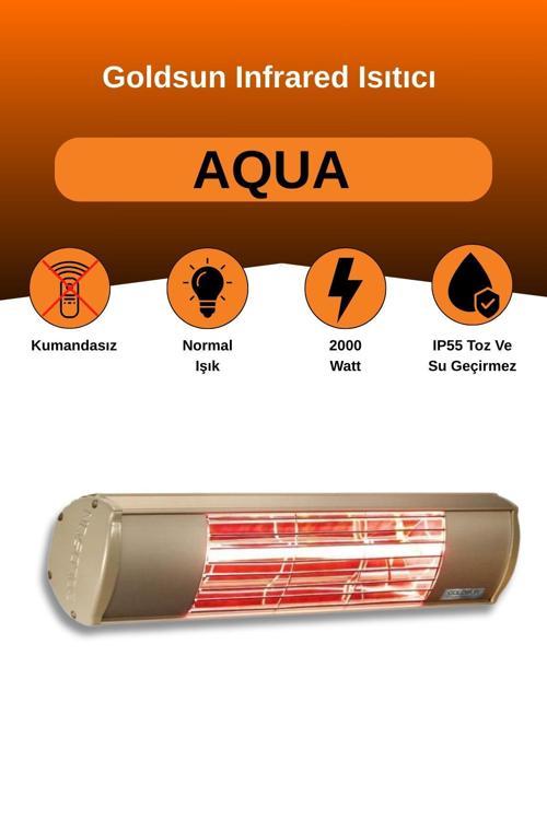 Aqua 2000 Watt GSA20 Kumandasız Suya Dayanıklı Elektrikli İnfrared Isıtıcı-Bej