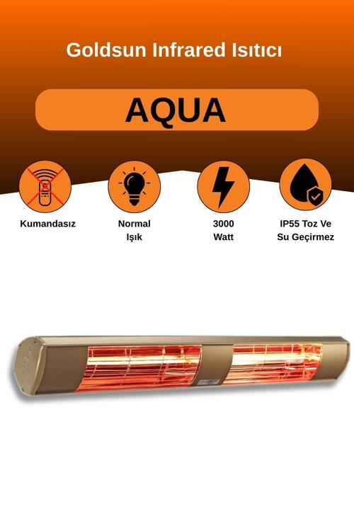 Aqua 3000 Watt GSA30 Kumandasız Suya Dayanıklı Elektrikli İnfrared Isıtıcı-Bej