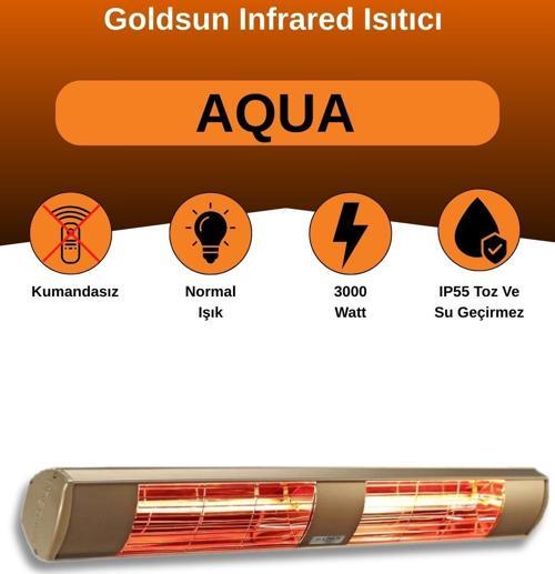 Aqua 3000 Watt GSA30 Kumandasız Suya Dayanıklı Elektrikli İnfrared Isıtıcı-Bej