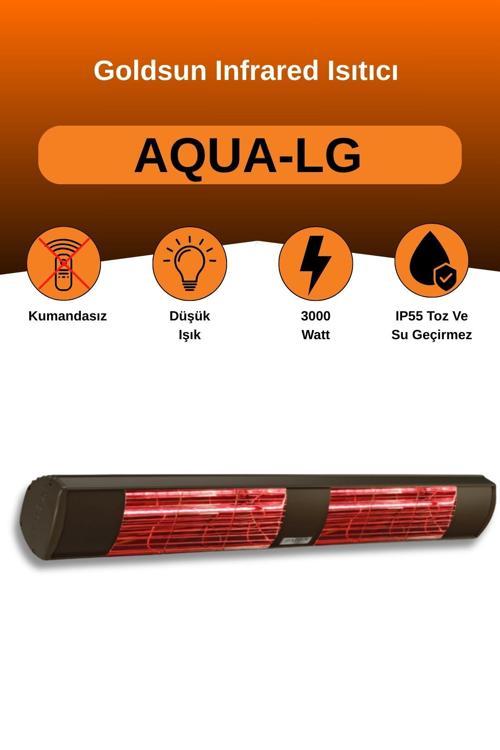 Aqua 3000 Watt GSA30LG Düşük Işıklı Kumandasız Suya Dayanıklı Elektrikli İnfrared Isıtıcı-Siyah