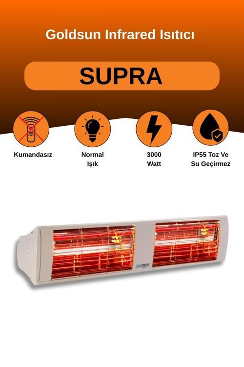  Goldsun Supra 3000 Watt GSS30 Kumandasız Suya Dayanıklı Elektrikli İnfrared Isıtıcı-Beyaz