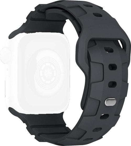 Apple Watch ile uyumlu Kayış 42/44/45/49mm Kauçuk Spor Esnek Düğmeli Toka Ripple Silikon Kordon