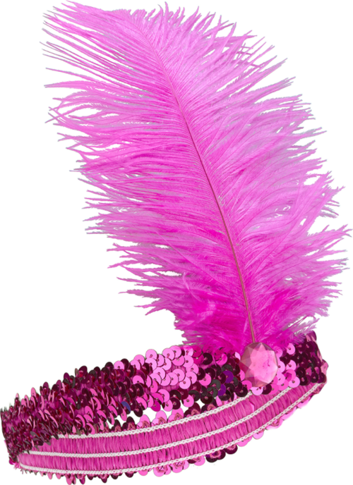 Büro Ev Ofis Kadını için Hediyelik Fuşya Renk Çarliston Stil tüylü Saç Bandı