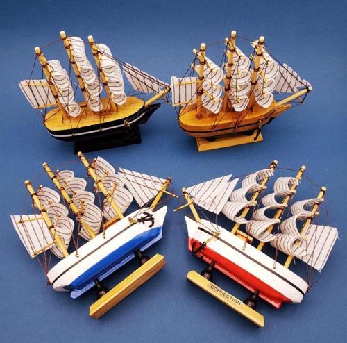 Büro Ev Ofis Dekoru için Ahşap Yapım Yelkenli Gemi Maketi