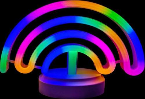 Büro Ev Ofis Hediyesi için Pilli Neon Işıklı Gökkuşağı Masa Gece Lambası