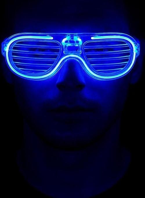 Büro Ev Ofis Parti Kostümü için 3MOD Mavi Led Neon Işıklı Parti Gözlüğü