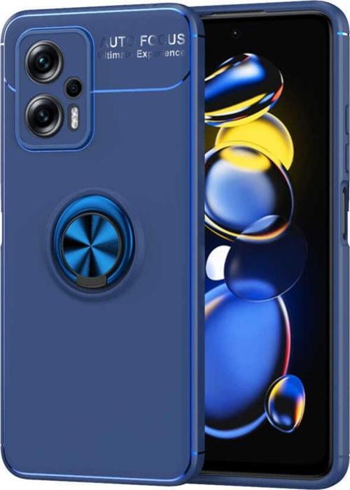 Xiaomi Redmi Note 12 5g Ile Uyumlu Kılıf Ravel Yüzük Tutuculu Standlı Silikon Mavi