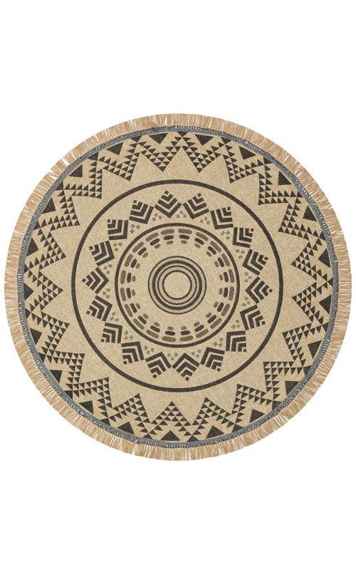 Bronx BRN 08 Black Kaymaz Tabanlı Yuvarlak Kilim