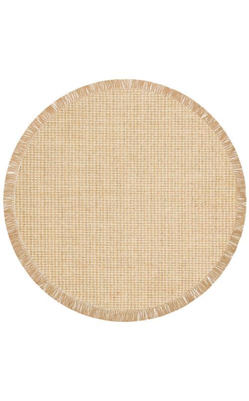 Bronx BRN 01 Natural Beige Kaymaz Tabanlı Yuvarlak Kilim