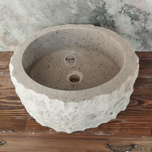 Andazit Bazalt Doğal Patlatma Çanak Lavabo