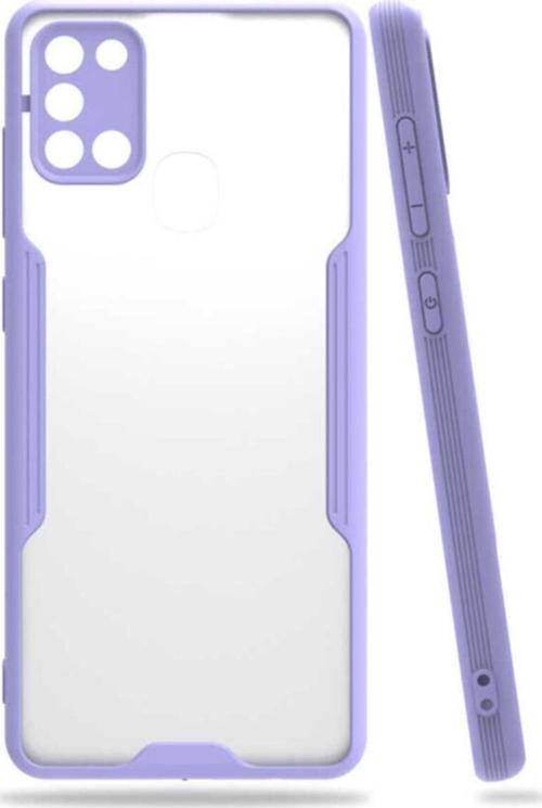 Galaxy A21s Renkli Kenar Perfe Tpu Silikon Kılıf Mor