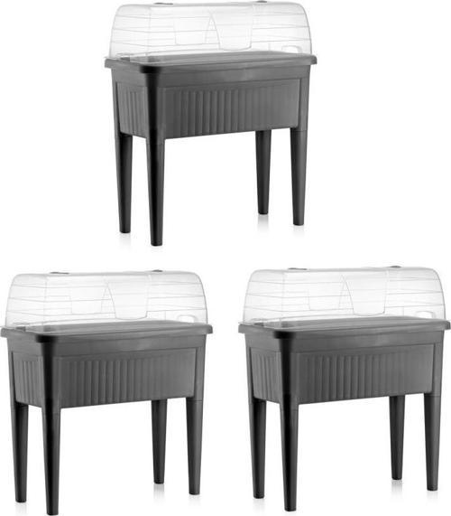 SO-ABS3 Fanuslu Ayaklı Bahçe Yetiştirme Saksı 60 lt Antrasit 3 Adet